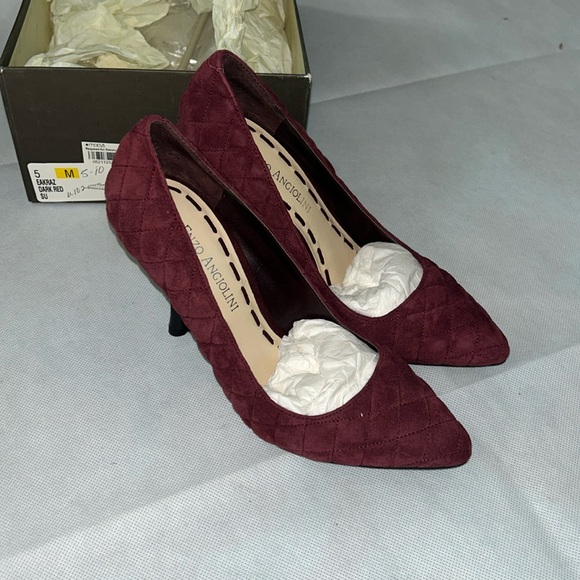 Enzo Angiolini Shoes - Enzo Angiolini burgundy maroon leather/suede quilted upper heel size 5